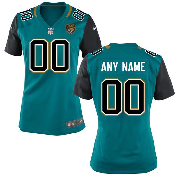 Women Jacksonville Jaguars Green Nike Teal Custom NFL Jersey->->Custom Jersey